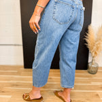 Hidden Crop Barrel Jean - Medium Dark - Lace and Grace Boutique