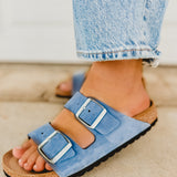 Birkenstock Arizona Nubuck Leather Sandal - Stone Blue