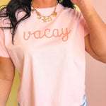 Vacay Knit Top - Pink/Sunkist - Lace and Grace Boutique