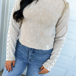 POL Washed Thermal Knit Button Detail Top - Sand - Lace and Grace Boutique