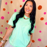 Washed Pocket Crewneck T-Shirt - Mint