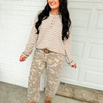 Hidden Sammie Cropped Barrel Jeans - Tan Camo - Lace and Grace Boutique