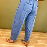 Mineral Wash Barrel Fit Utility Knit Pants - Midnight - Lace and Grace Boutique