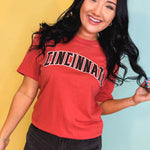 Cincinnati Graphic Tee - Washed Vintage Red - Lace and Grace Boutique