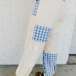Patchwork Cotton Gauze Wide Leg Pants - Cream - Lace and Grace Boutique