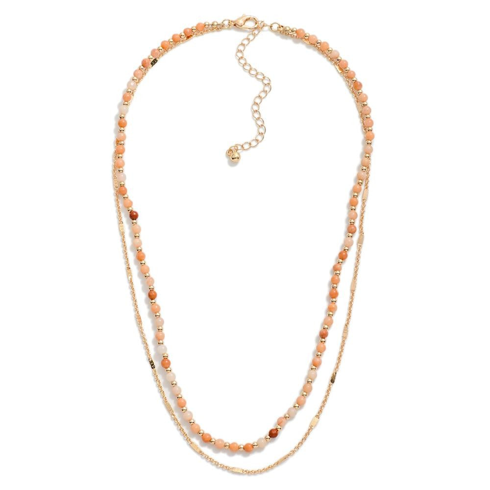 Double Stranded Beaded Necklace - Pink - Lace and Grace Boutique