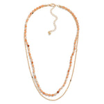Double Stranded Beaded Necklace - Pink - Lace and Grace Boutique
