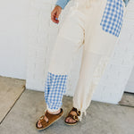 Patchwork Cotton Gauze Wide Leg Pants - Cream - Lace and Grace Boutique