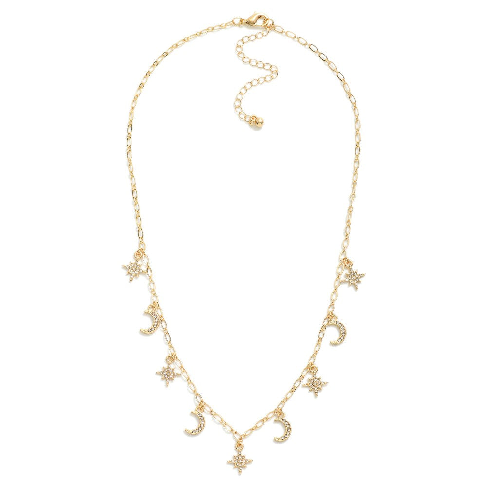Moon & Star Charm Necklace - Lace and Grace Boutique