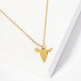 Bull Head 18K Gold Dipped Pendant Necklace