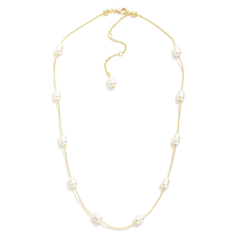 Pearl Cable Chain Link Necklace - Lace and Grace Boutique