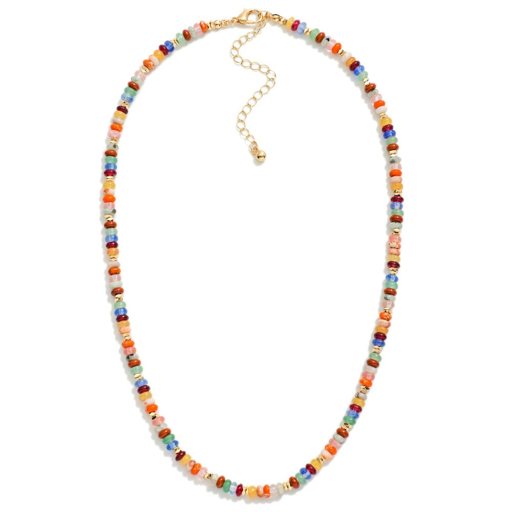 Beaded Stone Candy Necklace - Multicolor - Lace and Grace Boutique