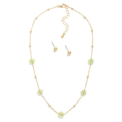 Dainty Flower Necklace - Mint - Lace and Grace Boutique