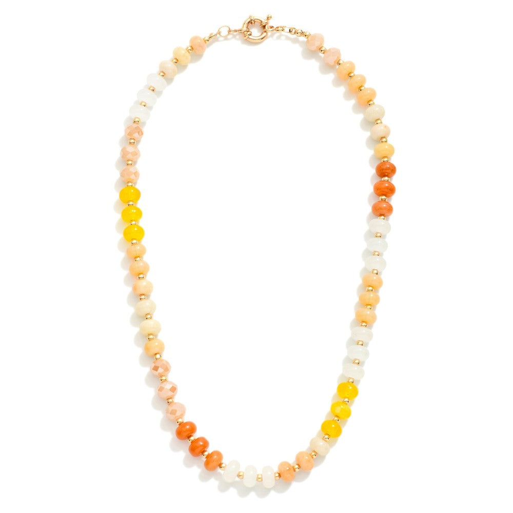 Gold Toned Candy Beaded Necklace - Lace and Grace Boutique
