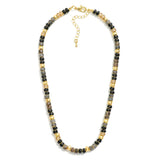 Stone Beaded Gold Accent Necklace - Black