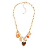 Golden Heart Charm Chain Link Necklace