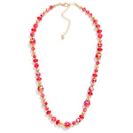 Crystal Beaded Gold Accent Necklace - Red - Lace and Grace Boutique