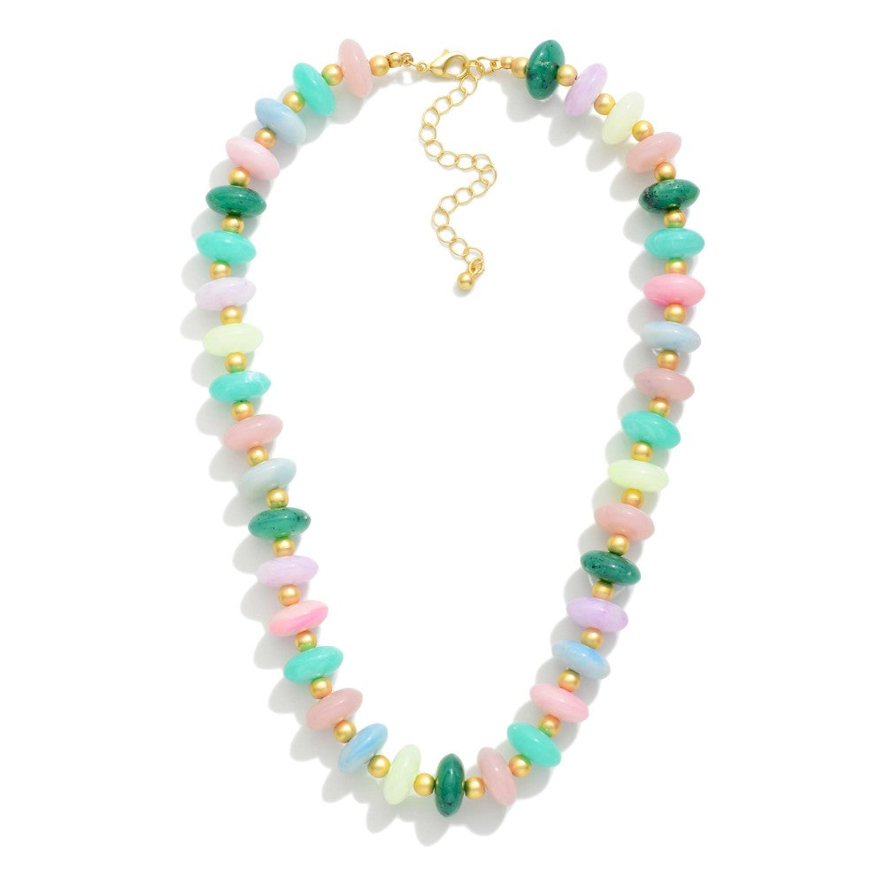 Candy Stone & Ball Chain Beaded Necklace - Lace and Grace Boutique