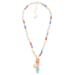 Beach Charm Rice Beaded Necklace - Multi - Lace and Grace Boutique