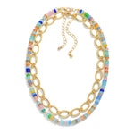 Chain Link & Candy Beaded Necklaces, Set of 2 - Multicolor - Lace and Grace Boutique