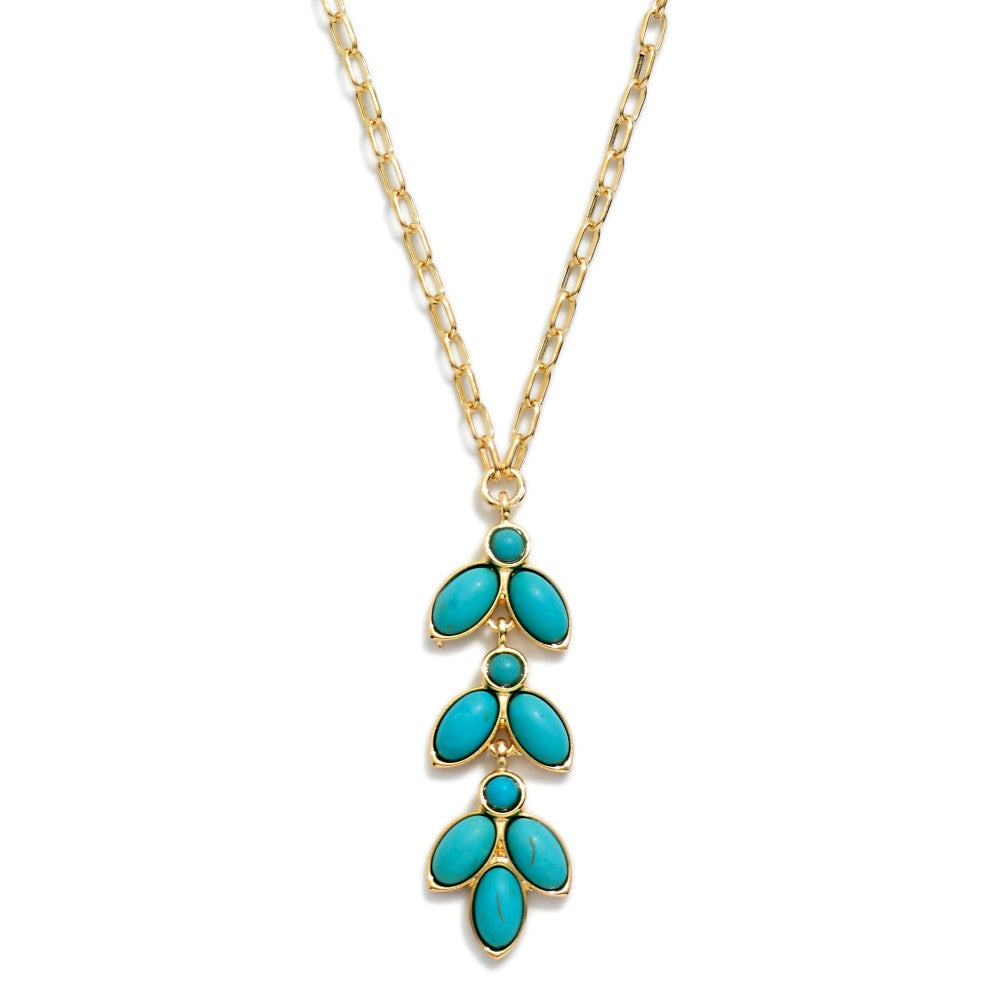 Turquoise Pendant Chain Link Necklace - Lace and Grace Boutique