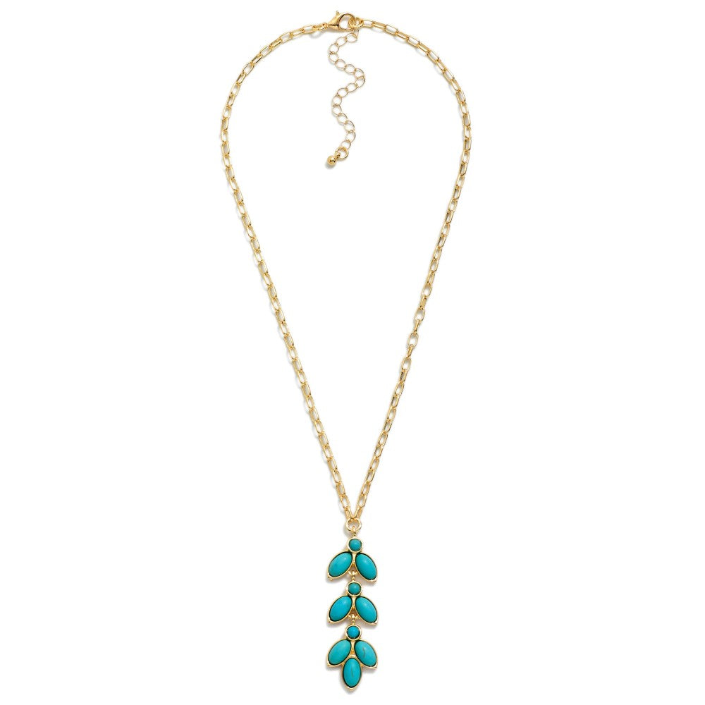 Turquoise Pendant Chain Link Necklace - Lace and Grace Boutique
