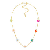 Beaded Flower Chain Necklace - Multicolor
