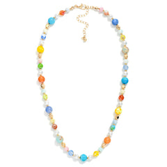 Stone & Pearl Beaded Necklace - Light Multi - Lace and Grace Boutique