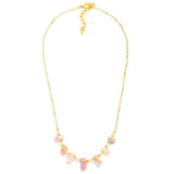 Stone Charm & Pearl Detail Necklace - Rose - Lace and Grace Boutique
