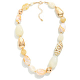 Chunky Bead & Gold Necklace - Natural