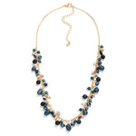 Dangle Beaded Charm Chain Link Necklace - Navy - Lace and Grace Boutique