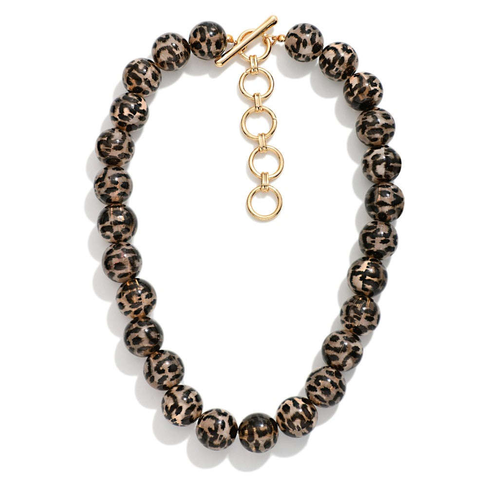 Chunky Leopard Print Beaded Necklace - Lace and Grace Boutique