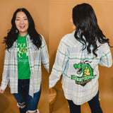 West Union Dragons Flannel - Light Grey/Kelly Green - Lace and Grace Boutique