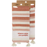 Whatever Spices Your Pumpkin Embroidered Kitchen Towel