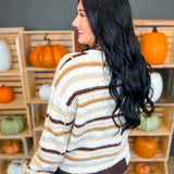 Brushed Plaid Knit Crewneck Sweater - Cream Multi