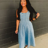 Denim Tank Midi Dress - Light Wash