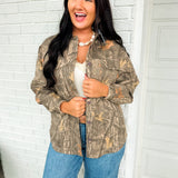 Camo Print Denim Collar Button Up Shacket - Grey Multi - Lace and Grace Boutique
