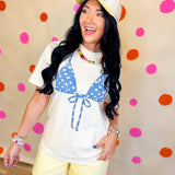 Polka Dot Bikini Top Graphic Tee - Ivory