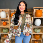 Vintage Floral Tapestry Corduroy Detail Jacket - Lace and Grace Boutique