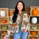 Vintage Floral Tapestry Corduroy Detail Jacket - Lace and Grace Boutique