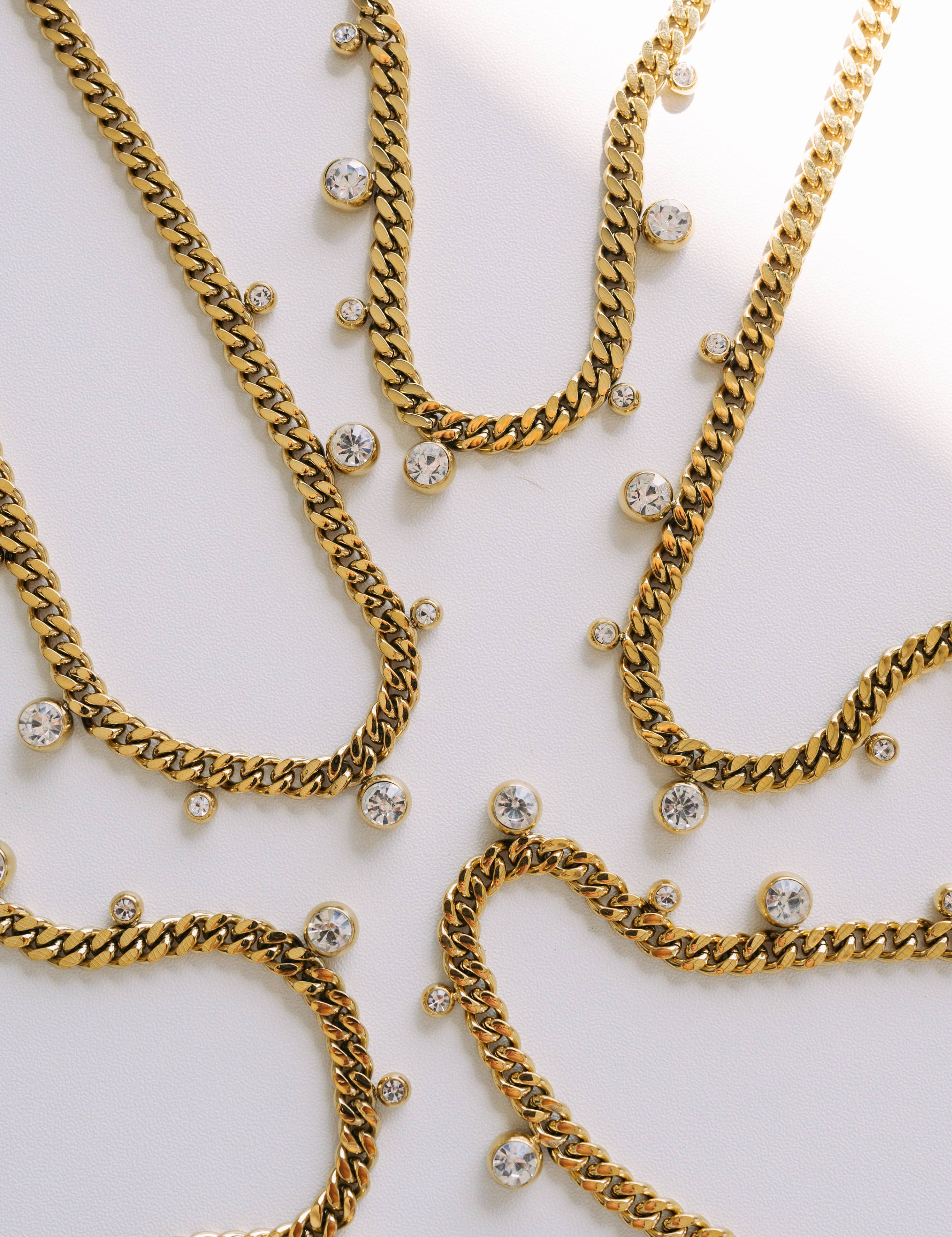 Crystal Charm Chunky Chain Necklace - Lace and Grace Boutique