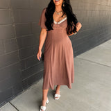 Flutter Sleeve Polka Dot Midi Dress - Latte