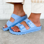 Birkenstock Arizona Stealth Buckle EVA Sandal - Dusty Blue - Lace and Grace Boutique