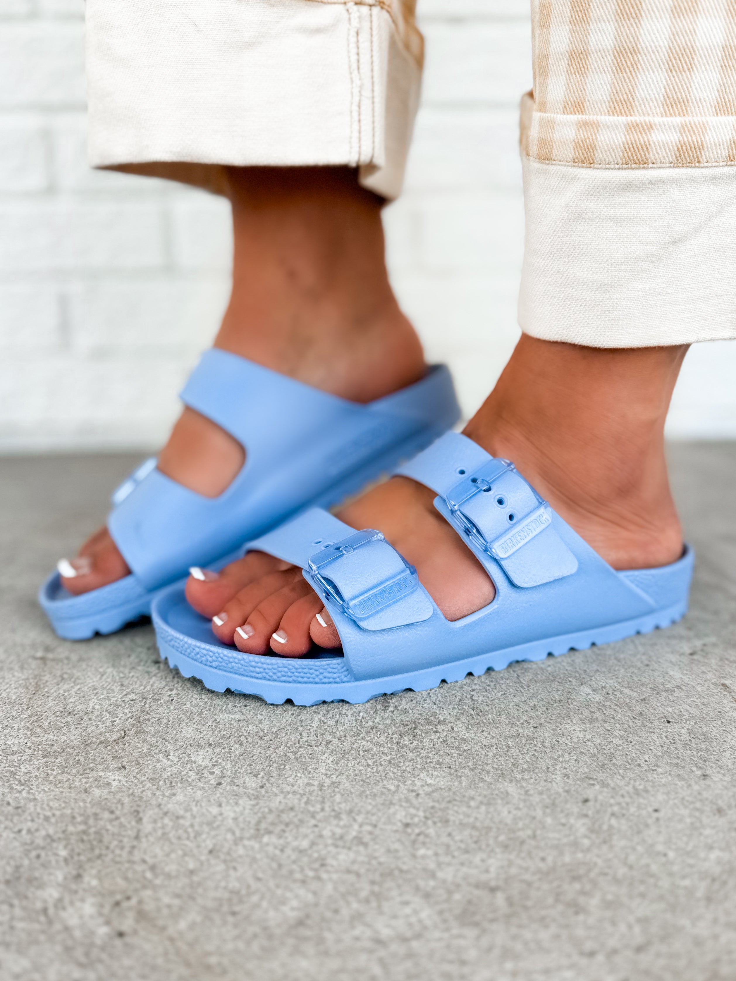 Birkenstock Arizona Stealth Buckle EVA Sandal - Dusty Blue - Lace and Grace Boutique