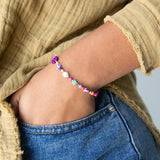 Natural Life Boho Beaded Daisy & Pearl Bracelet