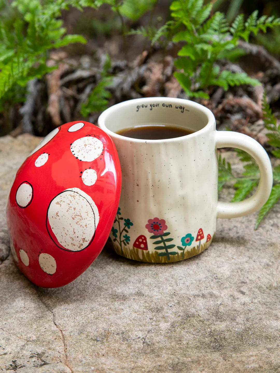 Natural Life Lidded Mushroom Mug - Lace and Grace Boutique