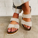 Birkenstock Arizona Suede Leather Sandal - Oyster - Lace and Grace Boutique