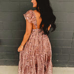 Floral Front Tie Tiered Midi Dress - Mauve - Lace and Grace Boutique