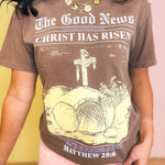 The Good News Graphic Tee - Espresso - Lace and Grace Boutique