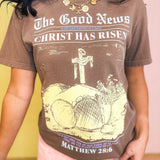 The Good News Graphic Tee - Espresso - Lace and Grace Boutique